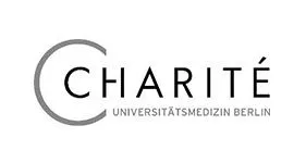 Logo der Charité Universitätsmedizin Berlin in Schwarz-Weiß mit stilisiertem "C".