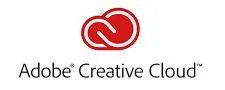 Adobe Creative Cloud Logo mit einem stilisierten roten Wolkensymbol und dem Schriftzug "Adobe Creative Cloud".