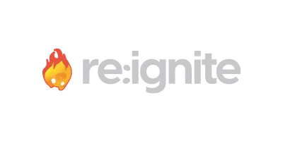 Logo von re-ignite mit einem Flammensymbol und dem Schriftzug "re-ignite".