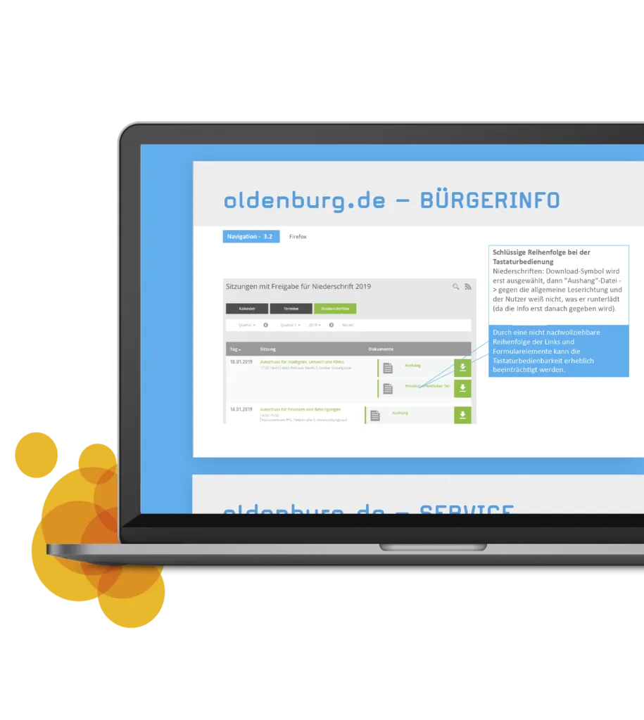 Referenz für Tests auf barrierefreie Website